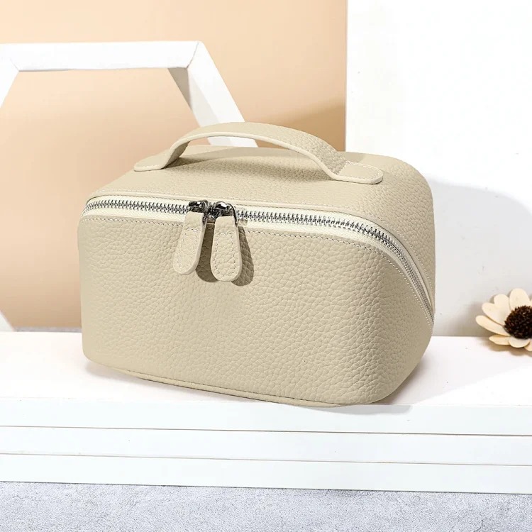 Casual and versatile women's storage toiletry bag women's cosmetic bag multi-functional leather portable cosmetic bag
