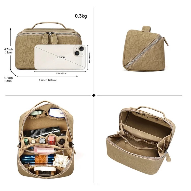 Casual and versatile women's storage toiletry bag women's cosmetic bag multi-functional leather portable cosmetic bag