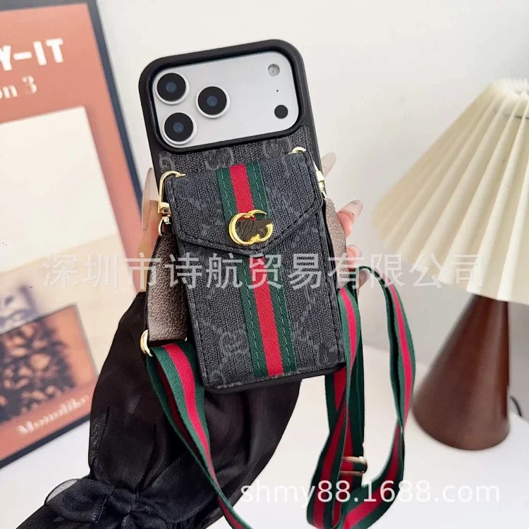 Suitable for ihone17pro mobile phone case, Apple 16plus diagonal card bag, card holder storage bag, anti-fall protective cover