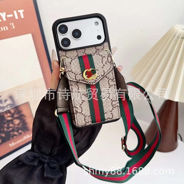 Suitable for ihone17pro mobile phone case, Apple 16plus diagonal card bag, card holder storage bag, anti-fall protective cover