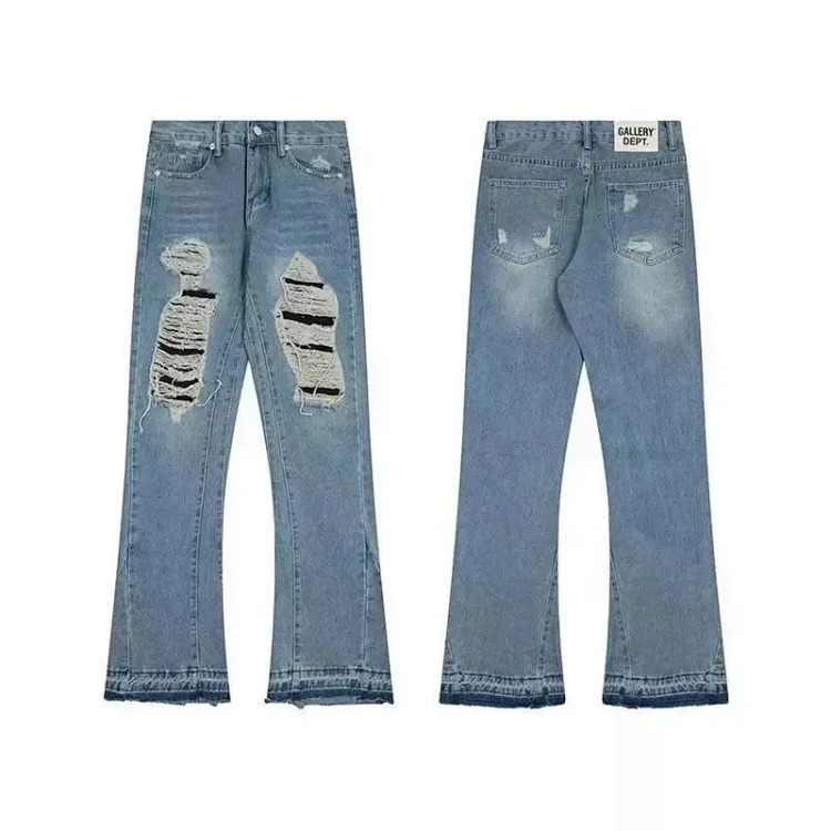 Washed ripped patchwork jeans YHH image 5