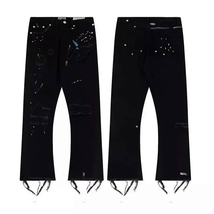Washed ripped patchwork jeans YHH image 6