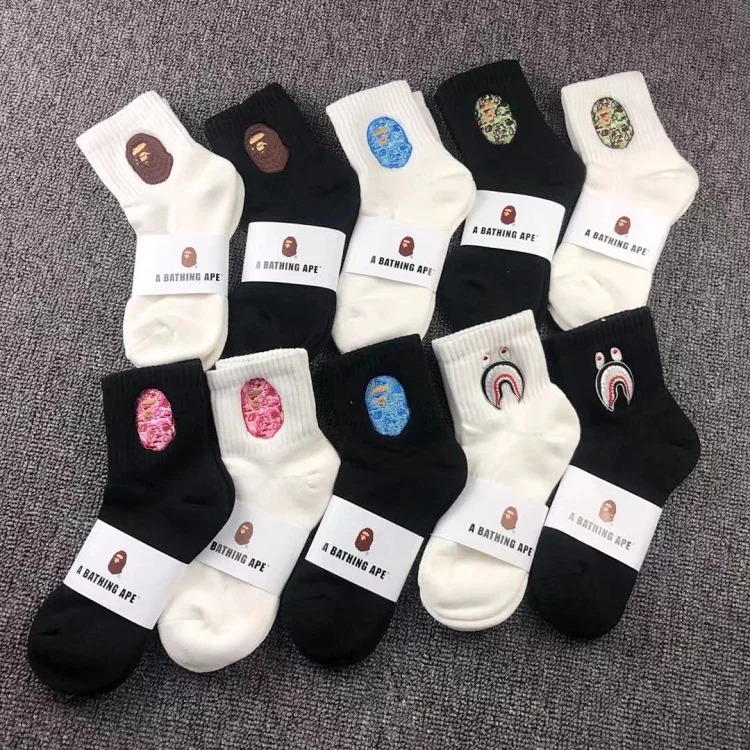 2021 Ape Big Icon Embroidered Bape Socks Towel Short Tube————FR