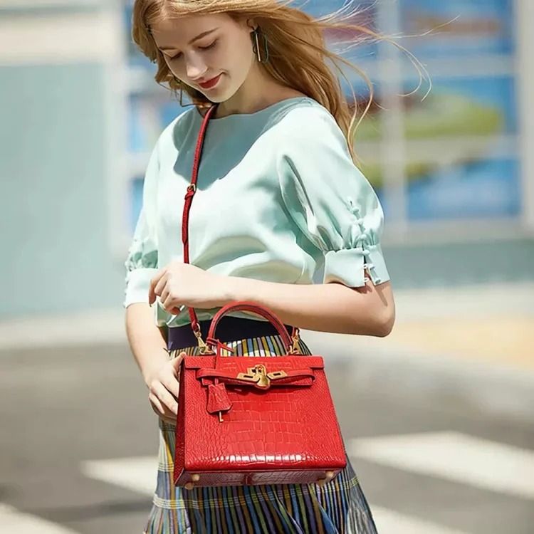 Hermes Kelly bag genuine leather commuter crossbody bag women's versatile new style women's office worker niche women's high-end handbag