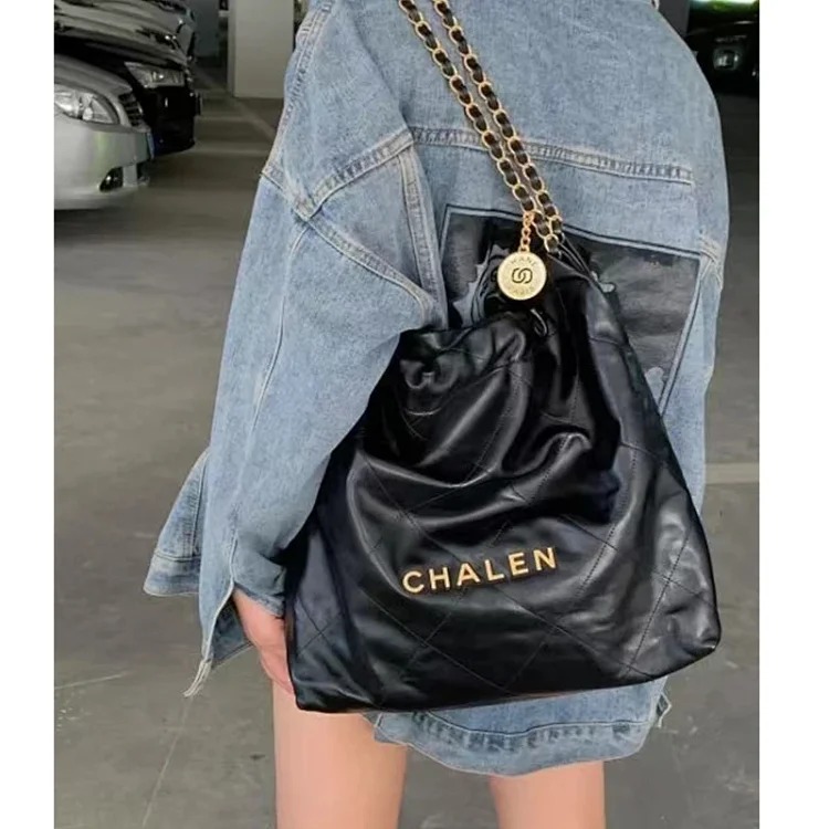 Xiaoxiang Garbage Bag Genuine Leather Tote Bag Diamond Chain Large Capacity Shoulder Commuting Bag-CY