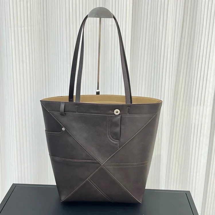 2026S Luojia Puzzle fold folding tote bag fashion trend large capacity shoulder bag genuine leather handbag