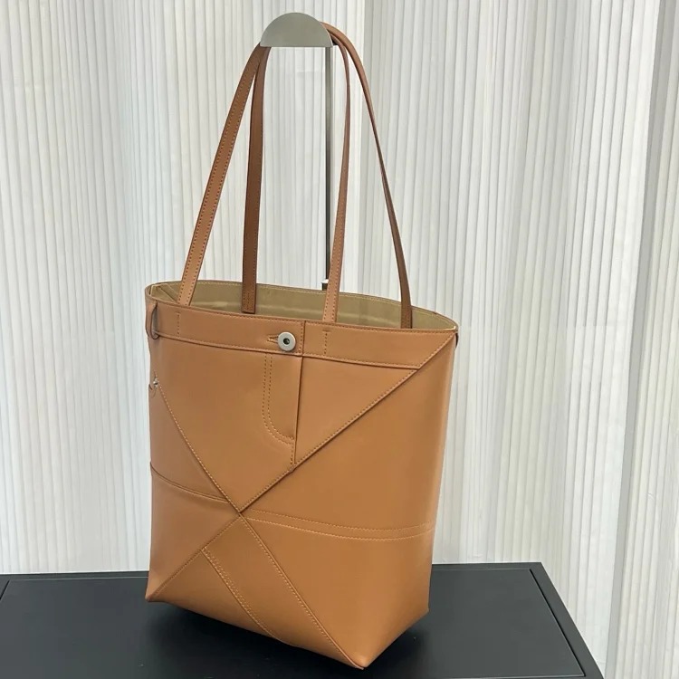 2026S Luojia Puzzle fold folding tote bag fashion trend large capacity shoulder bag genuine leather handbag