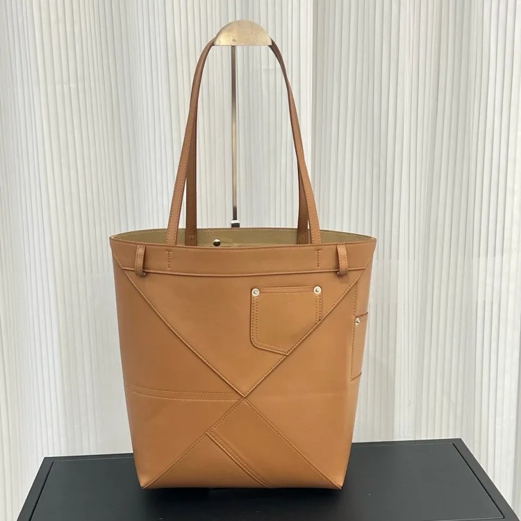2026S Luojia Puzzle fold folding tote bag fashion trend large capacity shoulder bag genuine leather handbag