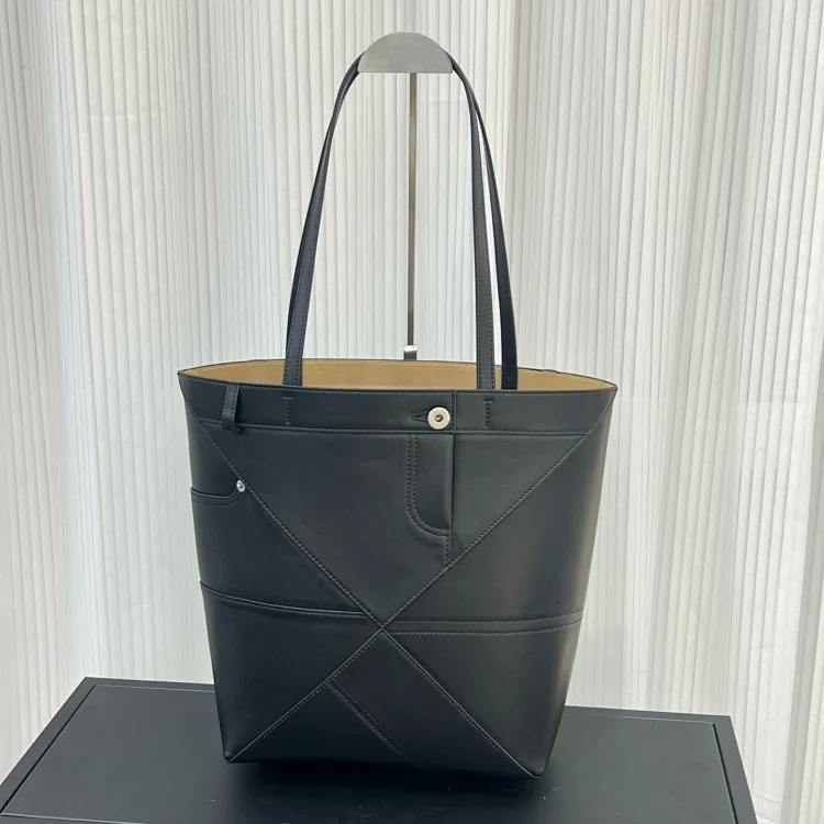 2026S Luojia Puzzle fold folding tote bag fashion trend large capacity shoulder bag genuine leather handbag