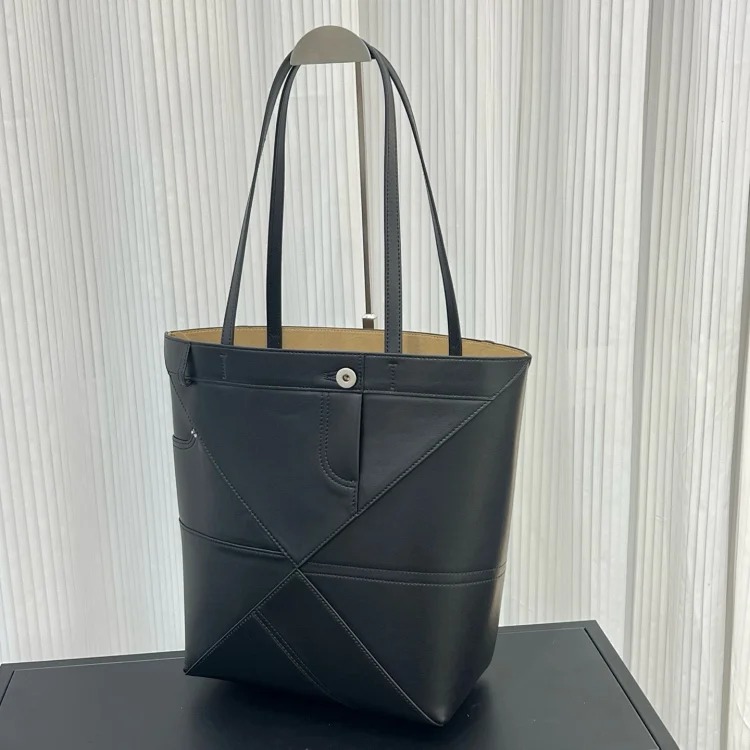 2026S Luojia Puzzle fold folding tote bag fashion trend large capacity shoulder bag genuine leather handbag