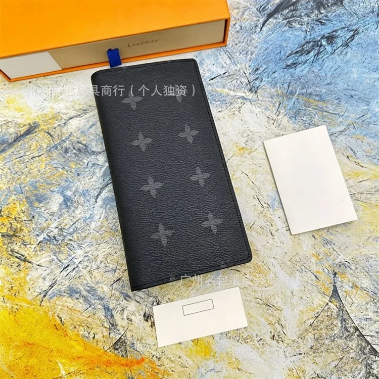 European and American foreign trade cross-border men's wallet suit clip long business commuter wallet length and width M62665# with box image 2