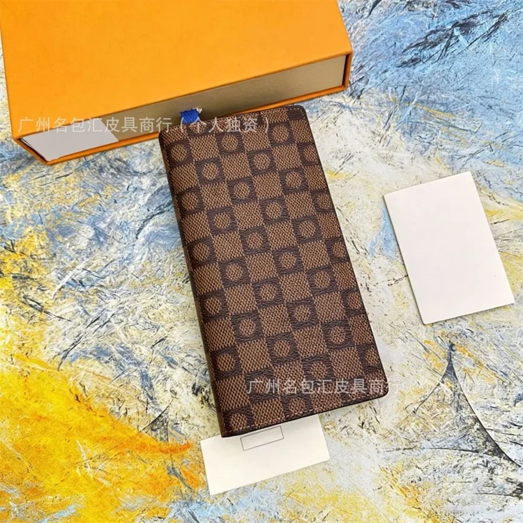 European and American foreign trade cross-border men's wallet suit clip long business commuter wallet length and width M62665# with box image 3