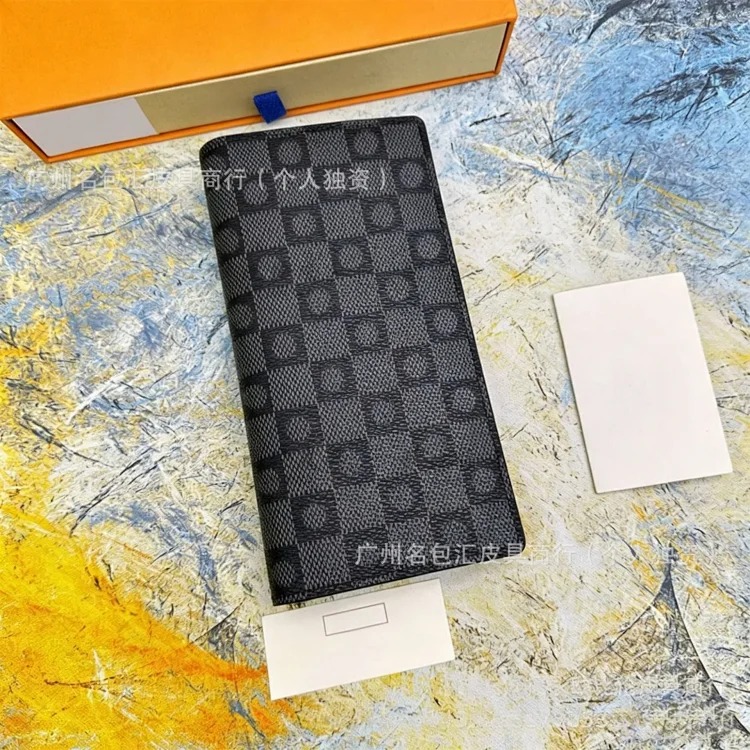 European and American foreign trade cross-border men's wallet suit clip long business commuter wallet length and width M62665# with box image 4
