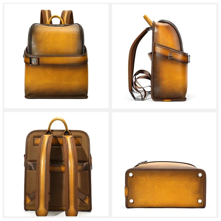 Retro luxury high-end backpack 20-inch suitcase men's and women's genuine leather suitcase suit luggage set