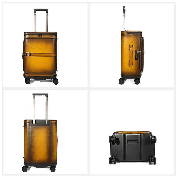 Retro luxury high-end backpack 20-inch suitcase men's and women's genuine leather suitcase suit luggage set