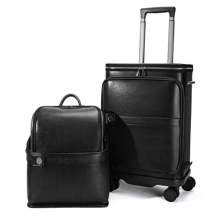 Retro luxury high-end backpack 20-inch suitcase men's and women's genuine leather suitcase suit luggage set