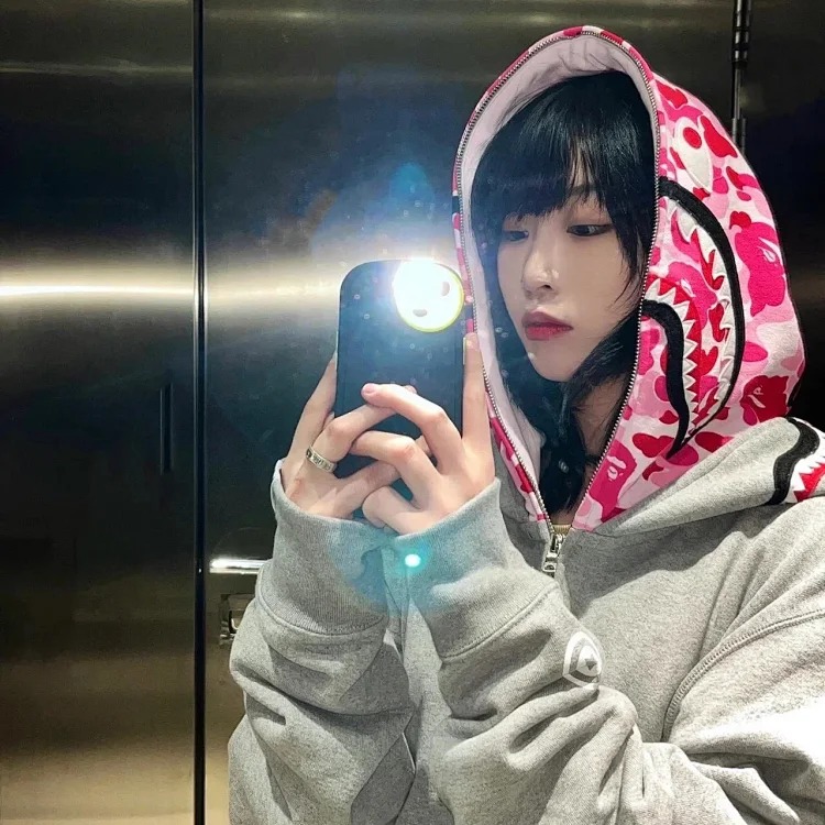 Camouflage double hood shark sweatshirt hooded zipper jacket