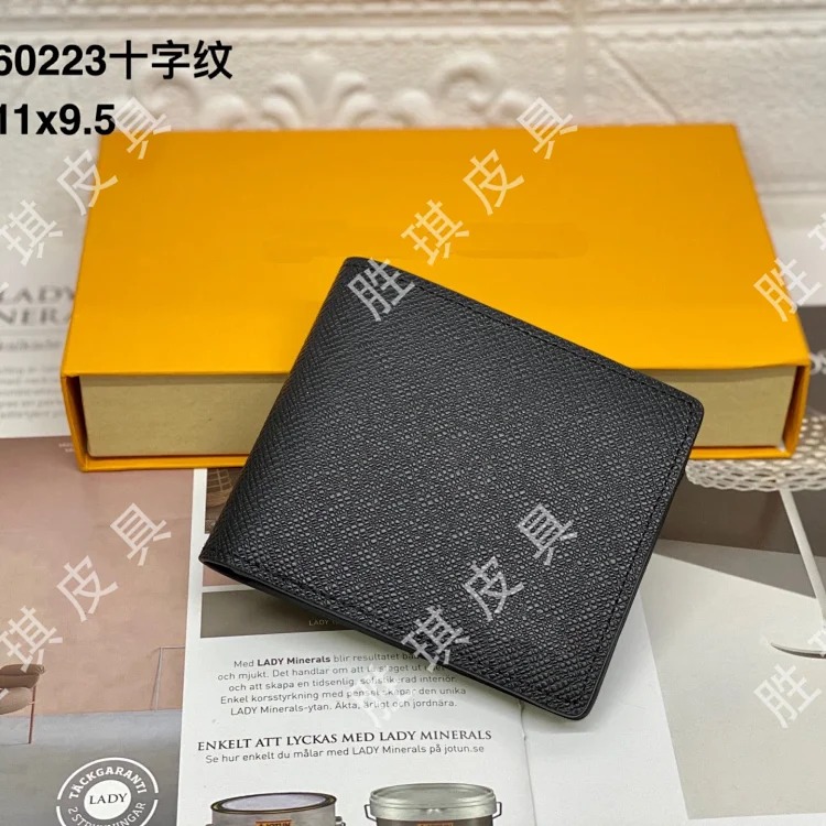 Louis Vuitton Fashion hot style letter men's presbyopic plaid short clip wallet