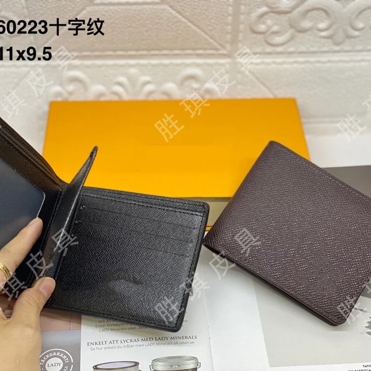 Louis Vuitton Fashion hot style letter men's presbyopic plaid short clip wallet