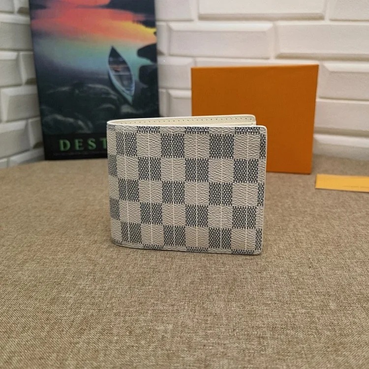 Louis Vuitton Fashion hot style letter men's presbyopic plaid short clip wallet