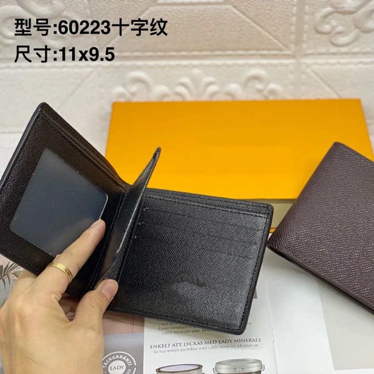 Louis Vuitton Fashion hot style letter men's presbyopic plaid short clip wallet