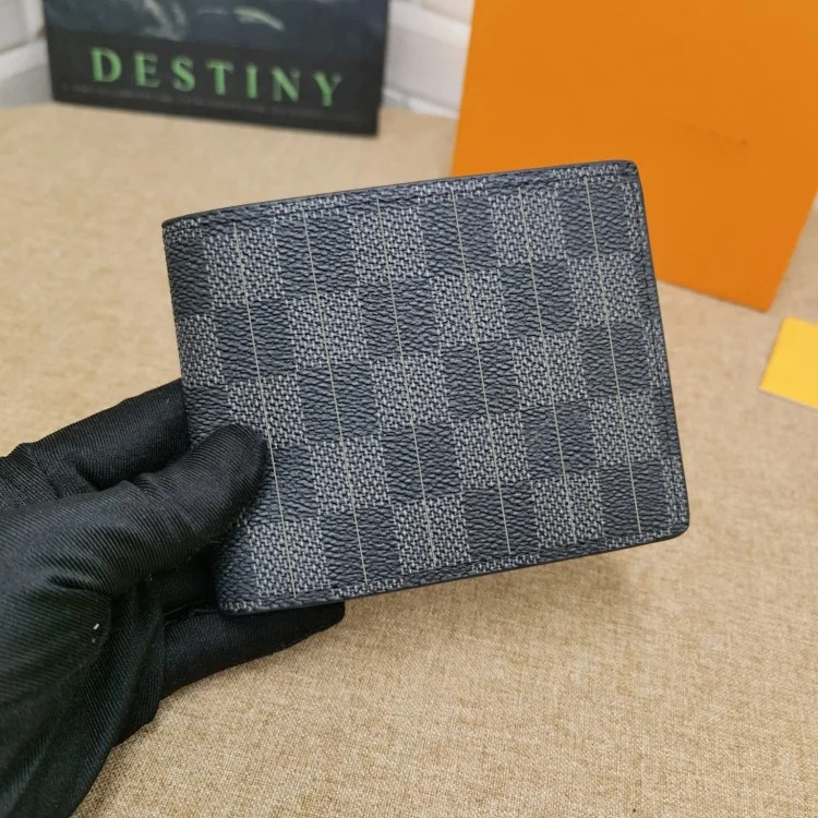 Louis Vuitton Fashion hot style letter men's presbyopic plaid short clip wallet