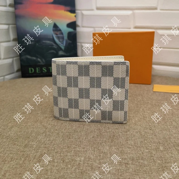 Louis Vuitton Fashion hot style letter men's presbyopic plaid short clip wallet