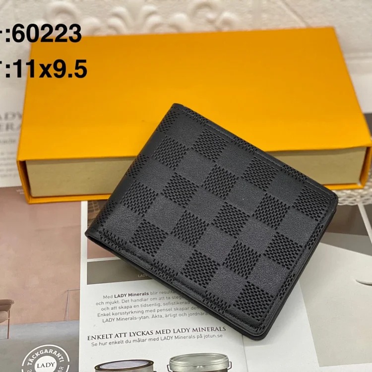 Louis Vuitton Fashion hot style letter men's presbyopic plaid short clip wallet