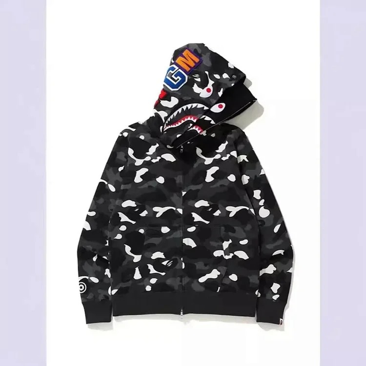 2025 cross-border foreign trade dropshipping double hood casual sweatshirt zipper jacket starry sky camouflage loose hoodie