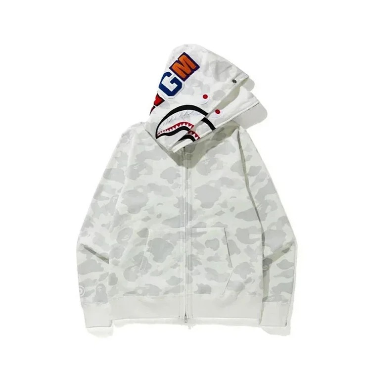 2025 cross-border foreign trade dropshipping double hood casual sweatshirt zipper jacket starry sky camouflage loose hoodie