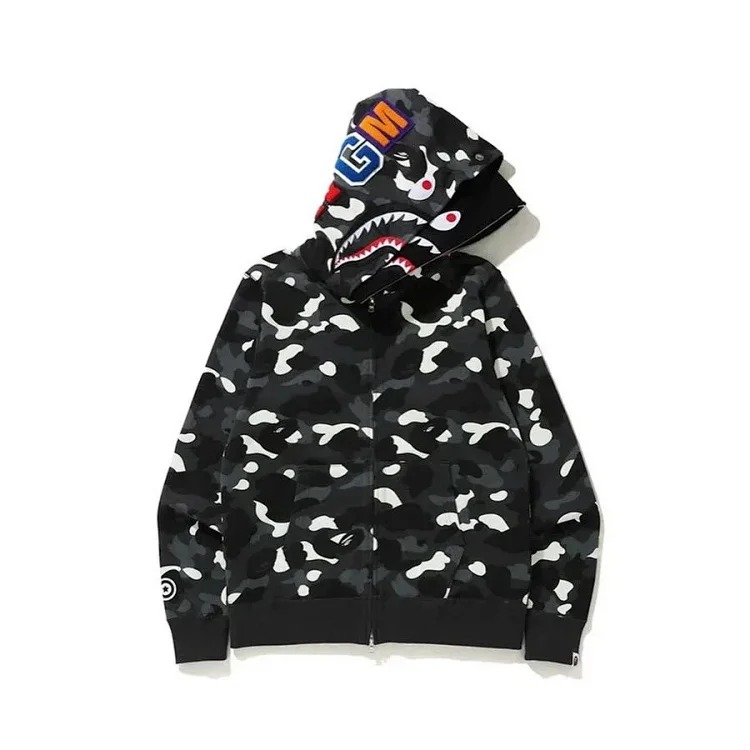 2025 cross-border foreign trade dropshipping double hood casual sweatshirt zipper jacket starry sky camouflage loose hoodie