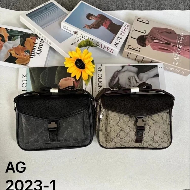 Fashion brand men's shoulder bag retro versatile leather crossbody bag plaid simple small square bag backpack men's wholesale