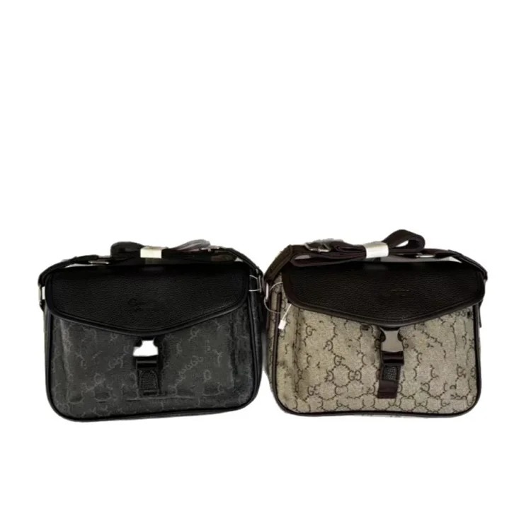 Fashion brand men's shoulder bag retro versatile leather crossbody bag plaid simple small square bag backpack men's wholesale