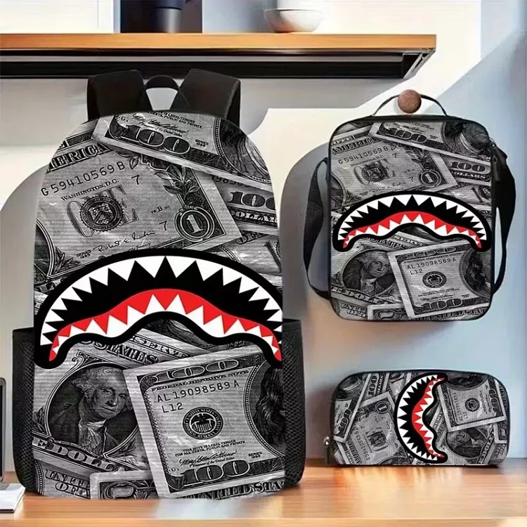 Cross-border Camouflage Shark Student School Bag Large Capacity Lightweight Backpack 2026 New Large Capacity Fashion Backpack image 2