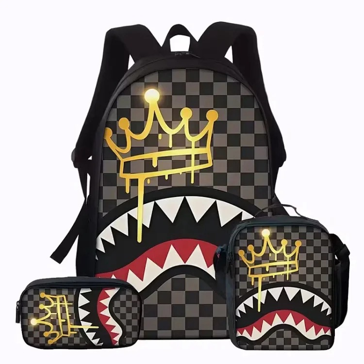 Cross-border Camouflage Shark Student School Bag Large Capacity Lightweight Backpack 2026 New Large Capacity Fashion Backpack image 3