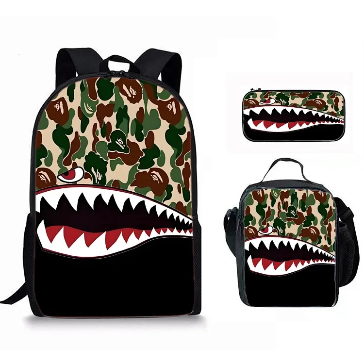 Cross-border Camouflage Shark Student School Bag Large Capacity Lightweight Backpack 2026 New Large Capacity Fashion Backpack image 6