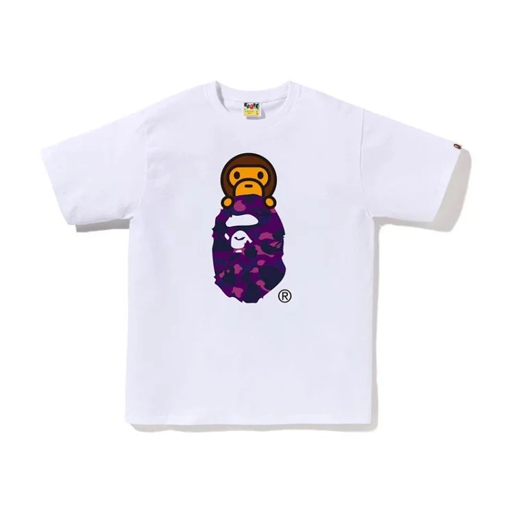 Bape A BATHING APE short-sleeved men's and women's large size loose pullover T-shirt for teenagers