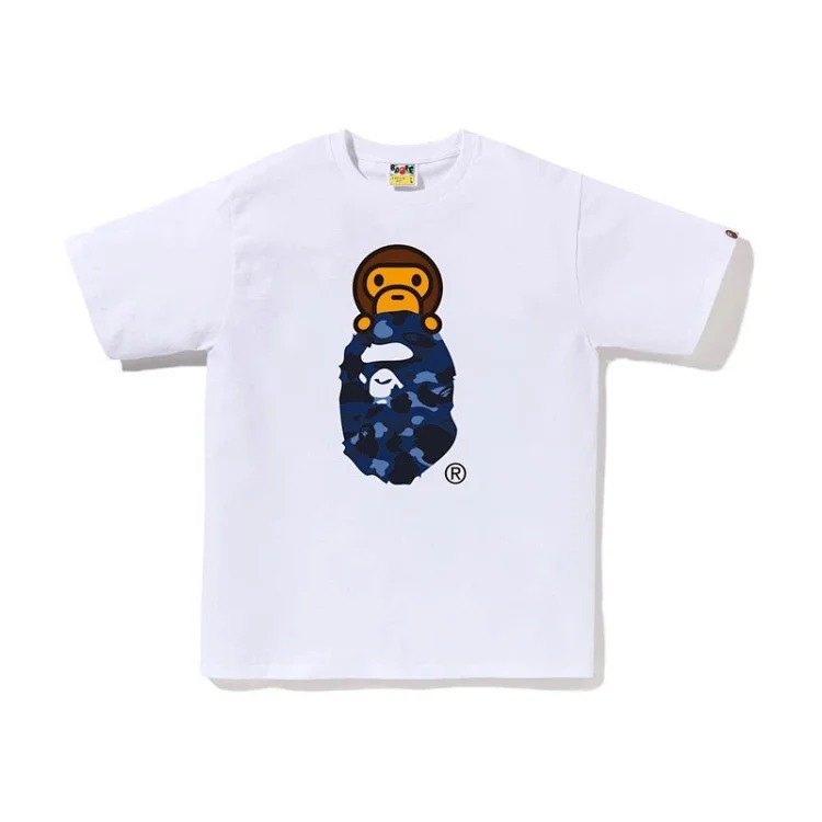 Bape A BATHING APE short-sleeved men's and women's large size loose pullover T-shirt for teenagers