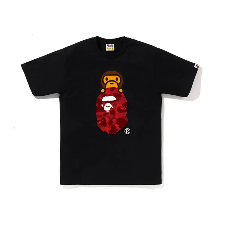 Bape A BATHING APE short-sleeved men's and women's large size loose pullover T-shirt for teenagers