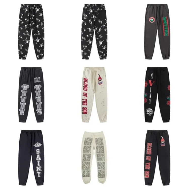 Saint Michael American retro letter printing men and women couple washed old loose casual pants trousers