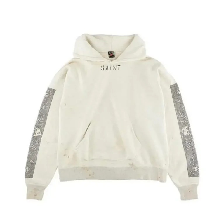 Saint Michael American retro letter printing men and women couple washed old loose casual pants trousers image 4