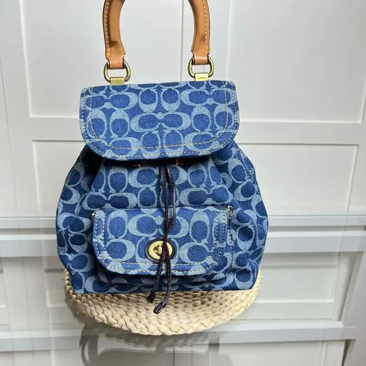 Louis Vuitton 2024 Outlet New Chambray Coated Presbyopia School Bag Riya Backpacks 21 Mini Backpack