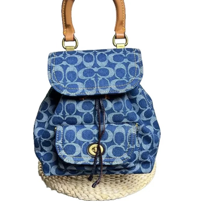 Louis Vuitton 2024 Outlet New Chambray Coated Presbyopia School Bag Riya Backpacks 21 Mini Backpack
