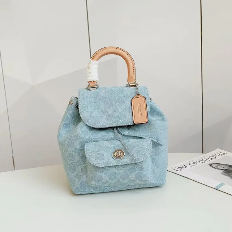 Louis Vuitton 2024 Outlet New Chambray Coated Presbyopia School Bag Riya Backpacks 21 Mini Backpack