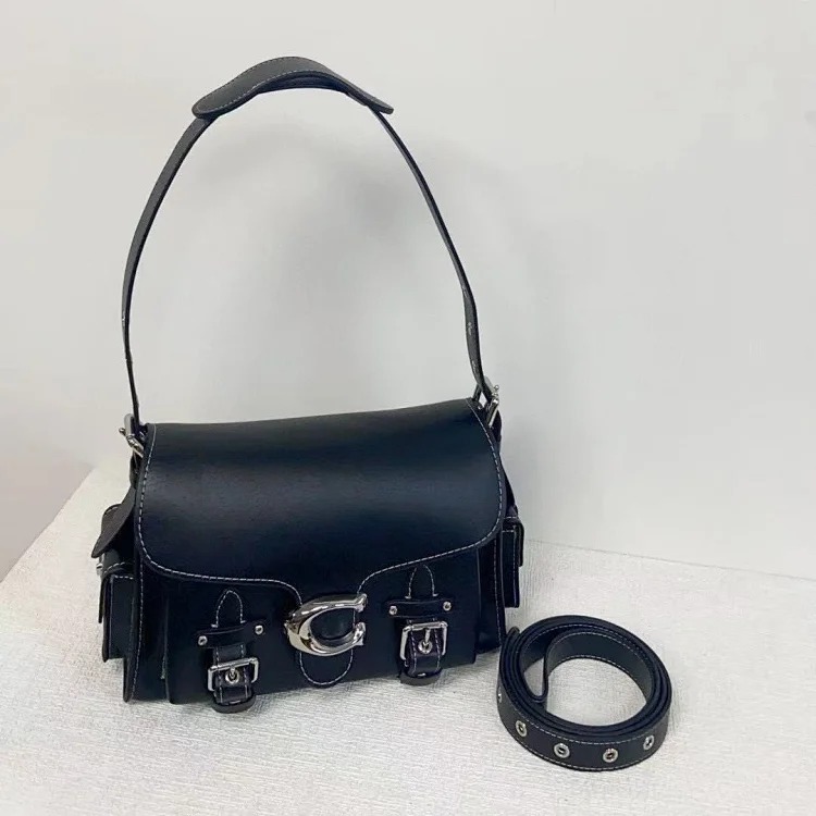 Aureko's men's and women's same motorcycle bag shoulder crossbody handbag classic retro flip casual versatile genuine leather