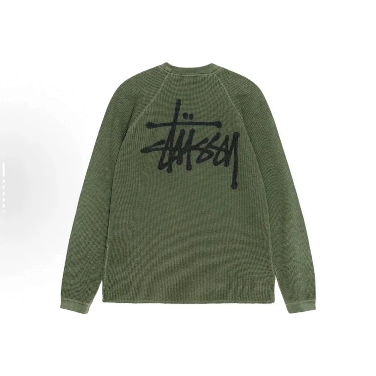 Stu Camouflage Waffle Loose Retro Workwear Round Neck Sweatshirt Long Sleeve T-Shirt