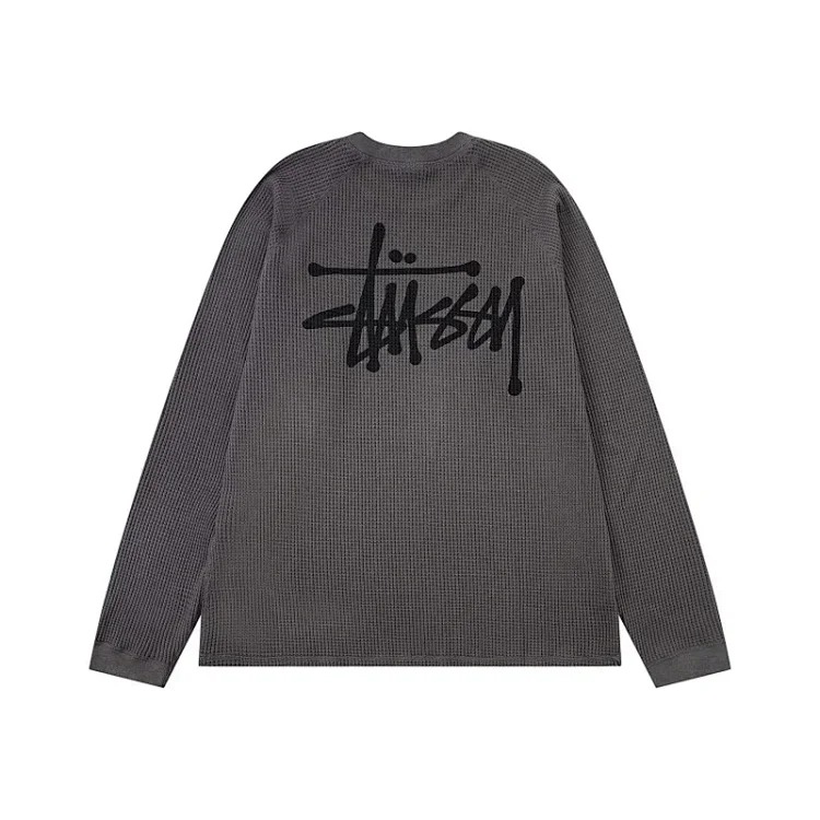 Stu Camouflage Waffle Loose Retro Workwear Round Neck Sweatshirt Long Sleeve T-Shirt