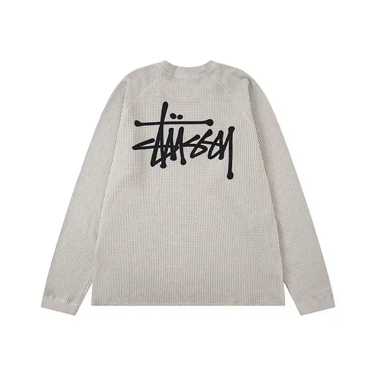 Stu Camouflage Waffle Loose Retro Workwear Round Neck Sweatshirt Long Sleeve T-Shirt