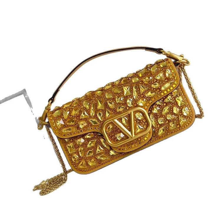 2025 autumn and winter diamond-encrusted small square bag European and American retro chain fashion portable shoulder crossbody women's bag fashionable light luxury