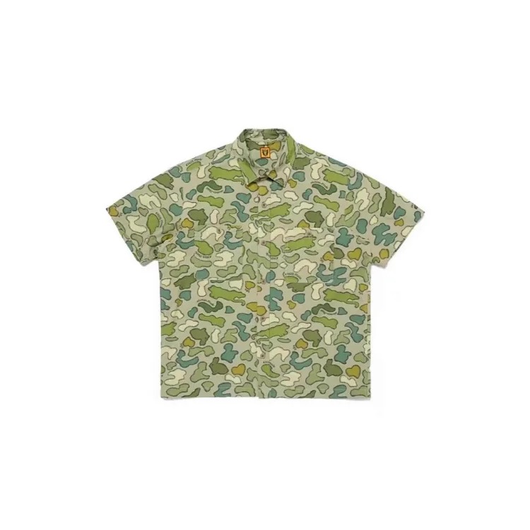 JS.2025 summer human camouflage printed shirt retro Japanese commuting loose casual shirt for men and women